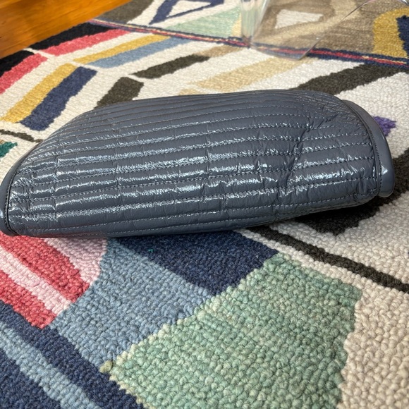 Cynthia Rowley Oversized Gray Puffy Quilted Patent Leather Clutch & Crossbody - Picture 11 of 16